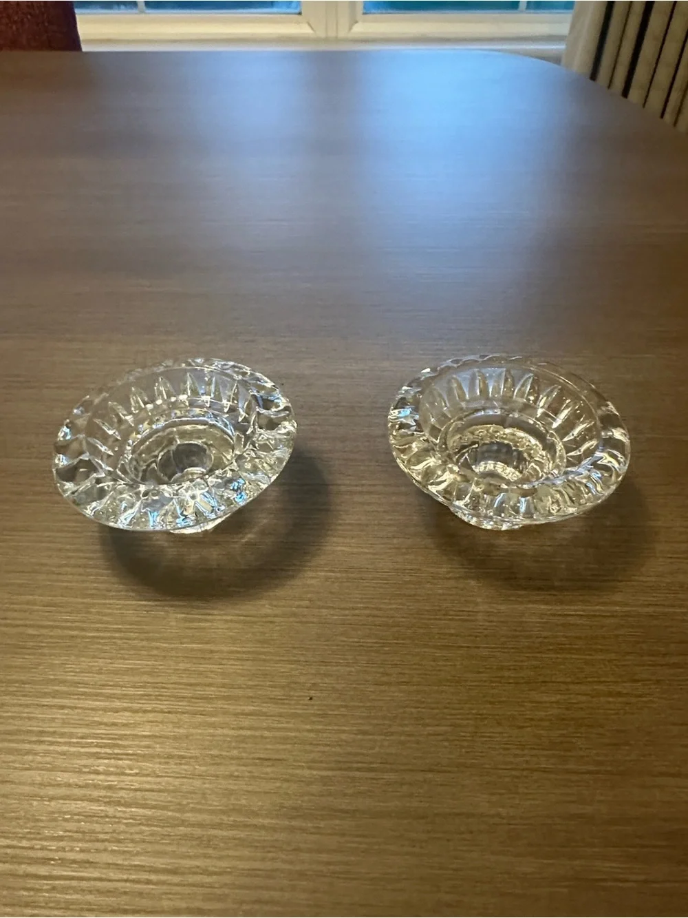 Pair of Clear Pressed Glass Candle Holders